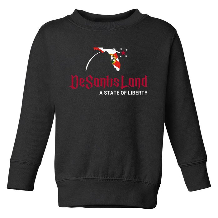 DeSantisLand State of Liberty Florida Map FL Flag patriotic Toddler Sweatshirt