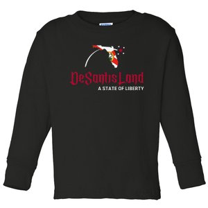 DeSantisLand State of Liberty Florida Map FL Flag patriotic Toddler Long Sleeve Shirt