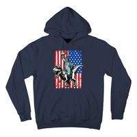 Dino Statue Of Liberty 4th Of July American Flag Hoodie