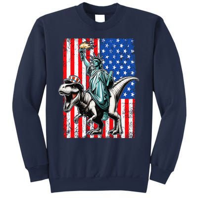 Dino Statue Of Liberty 4th Of July American Flag Sweatshirt