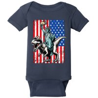 Dino Statue Of Liberty 4th Of July American Flag Baby Bodysuit