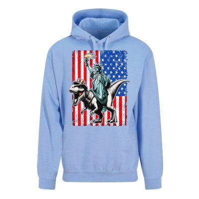 Dino Statue Of Liberty 4th Of July American Flag Unisex Surf Hoodie