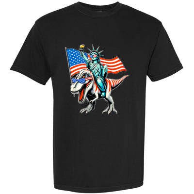 Dino Statue Of Liberty 4th Of July Garment-Dyed Heavyweight T-Shirt