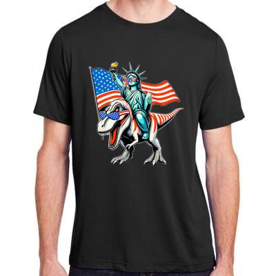 Dino Statue Of Liberty 4th Of July Adult ChromaSoft Performance T-Shirt