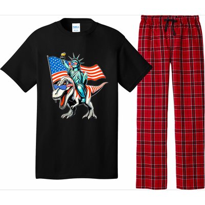 Dino Statue Of Liberty 4th Of July Pajama Set