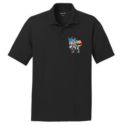 Dino Statue Of Liberty 4th Of July PosiCharge RacerMesh Polo