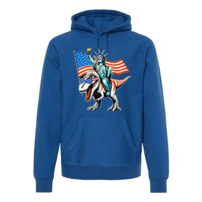 Dino Statue Of Liberty 4th Of July Premium Hoodie