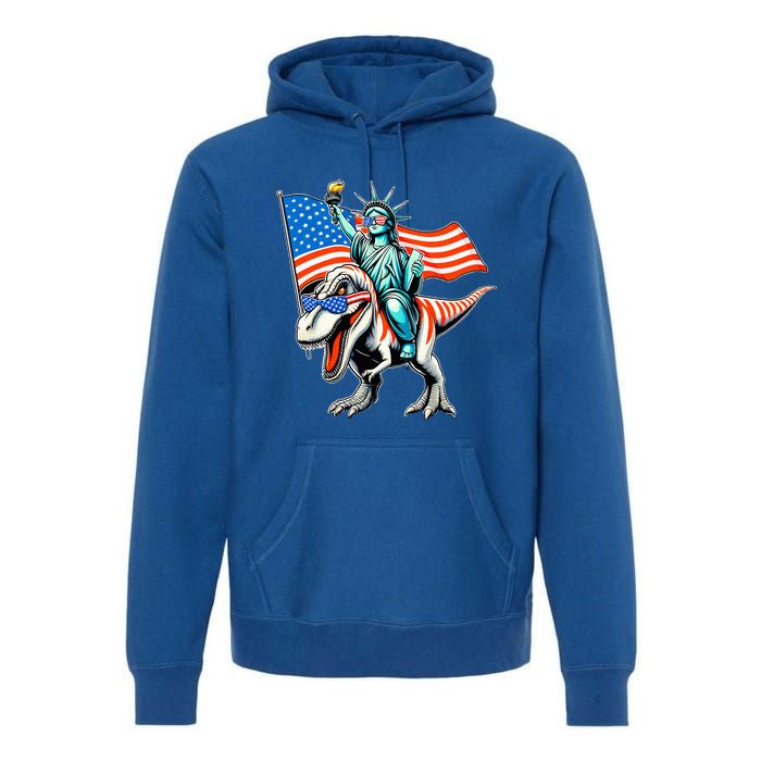 Dino Statue Of Liberty 4th Of July Premium Hoodie