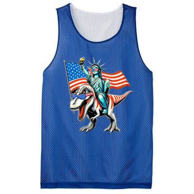 Dino Statue Of Liberty 4th Of July Mesh Reversible Basketball Jersey Tank