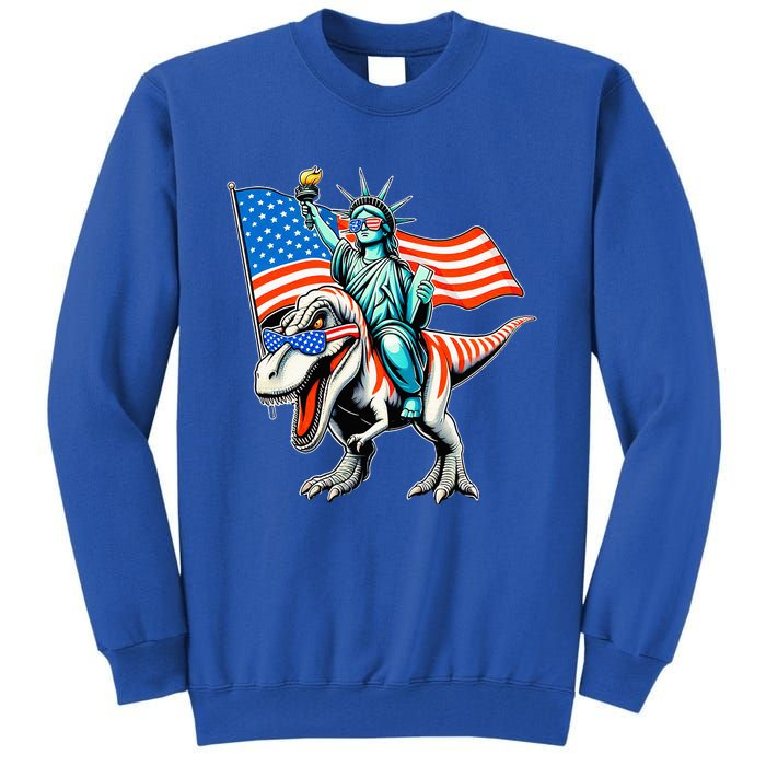 Dino Statue Of Liberty 4th Of July Tall Sweatshirt