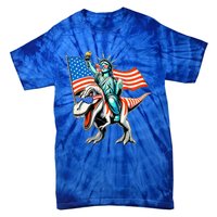 Dino Statue Of Liberty 4th Of July Tie-Dye T-Shirt