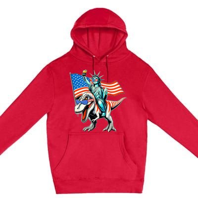 Dino Statue Of Liberty 4th Of July Premium Pullover Hoodie