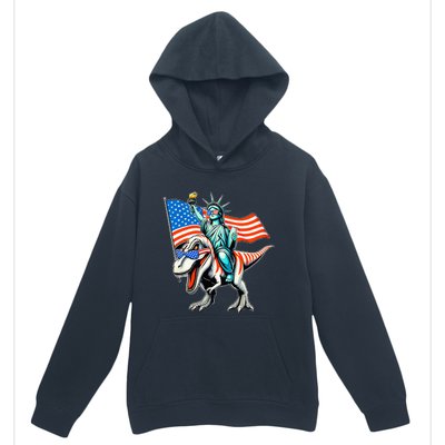 Dino Statue Of Liberty 4th Of July Urban Pullover Hoodie