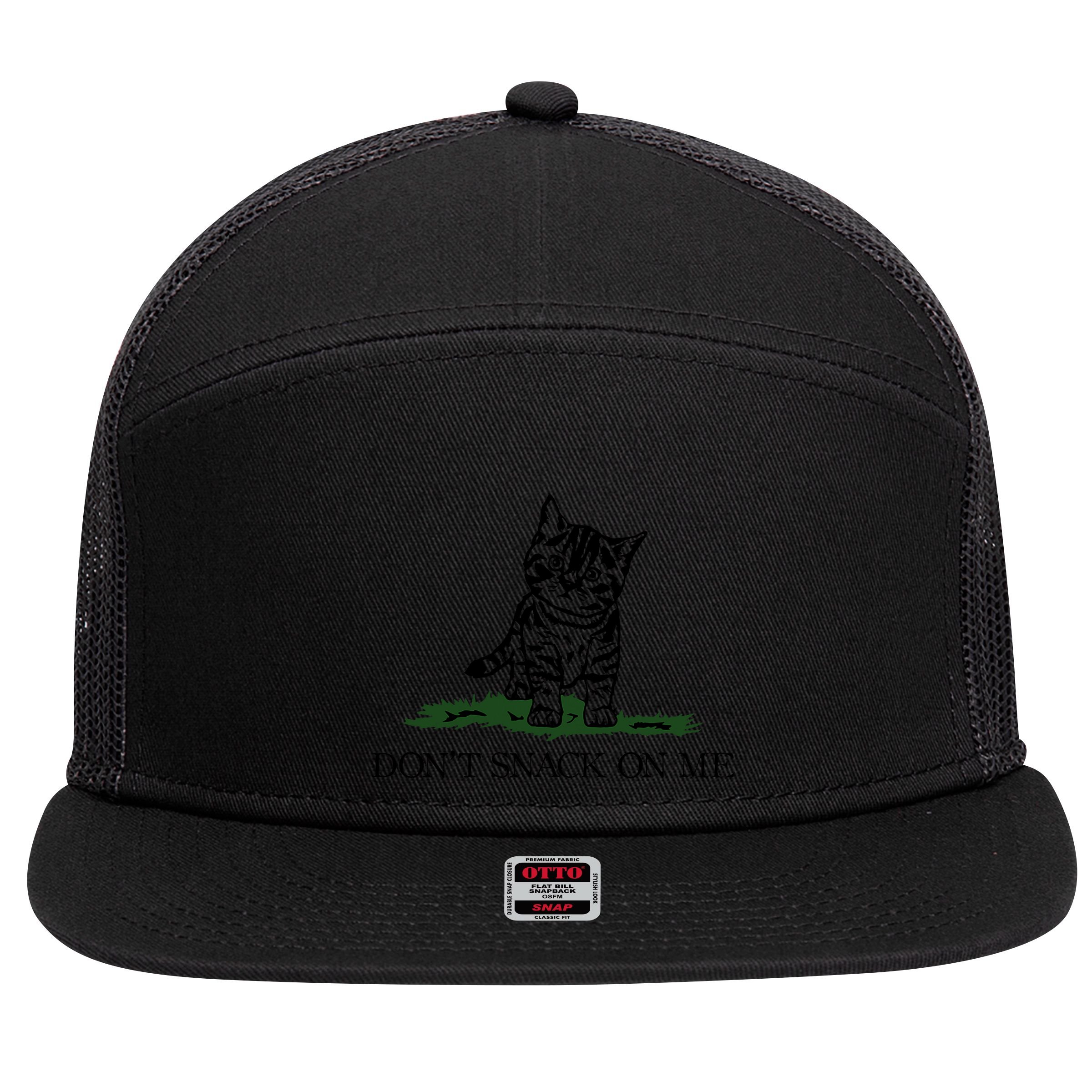DonT Snack On Me Yellow Cat TheyRe Eating Pets Funny Trump 7 Panel Mesh Trucker Snapback Hat