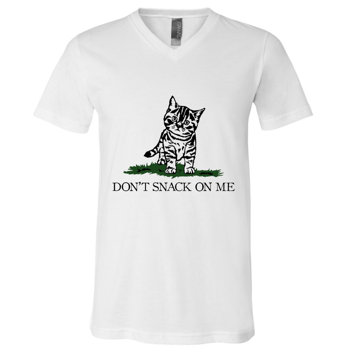 DonT Snack On Me Yellow Cat TheyRe Eating Pets Funny Trump V-Neck T-Shirt
