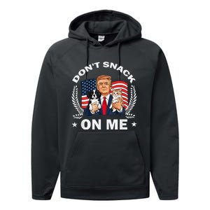 DonT Snack On Me Funny Cat Donald Trump Make Cat Safe Again Performance Fleece Hoodie