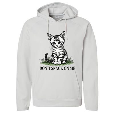 DonT Snack On Me Funny Cat Eating Dogs Cats Performance Fleece Hoodie