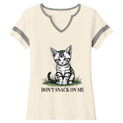 DonT Snack On Me Funny Cat Eating Dogs Cats Ladies Halftime Notch Neck Tee