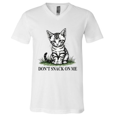 DonT Snack On Me Funny Cat Eating Dogs Cats V-Neck T-Shirt