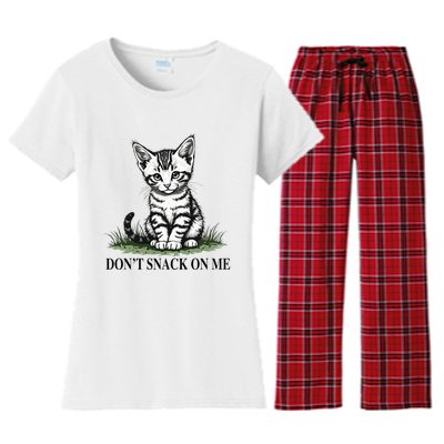 DonT Snack On Me Funny Cat Eating Dogs Cats Women's Flannel Pajama Set