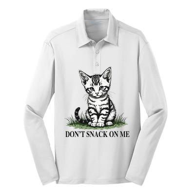 DonT Snack On Me Funny Cat Eating Dogs Cats Silk Touch Performance Long Sleeve Polo