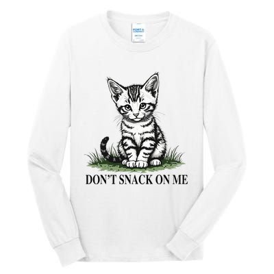 DonT Snack On Me Funny Cat Eating Dogs Cats Tall Long Sleeve T-Shirt