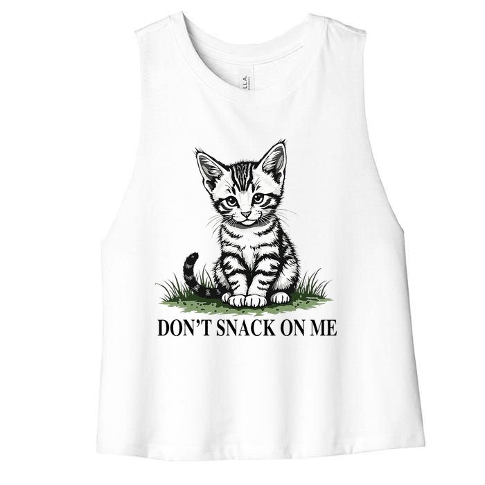 DonT Snack On Me Funny Cat Eating Dogs Cats Women's Racerback Cropped Tank