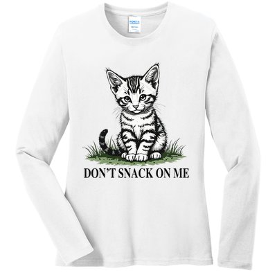 DonT Snack On Me Funny Cat Eating Dogs Cats Ladies Long Sleeve Shirt