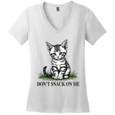 DonT Snack On Me Funny Cat Eating Dogs Cats Women's V-Neck T-Shirt