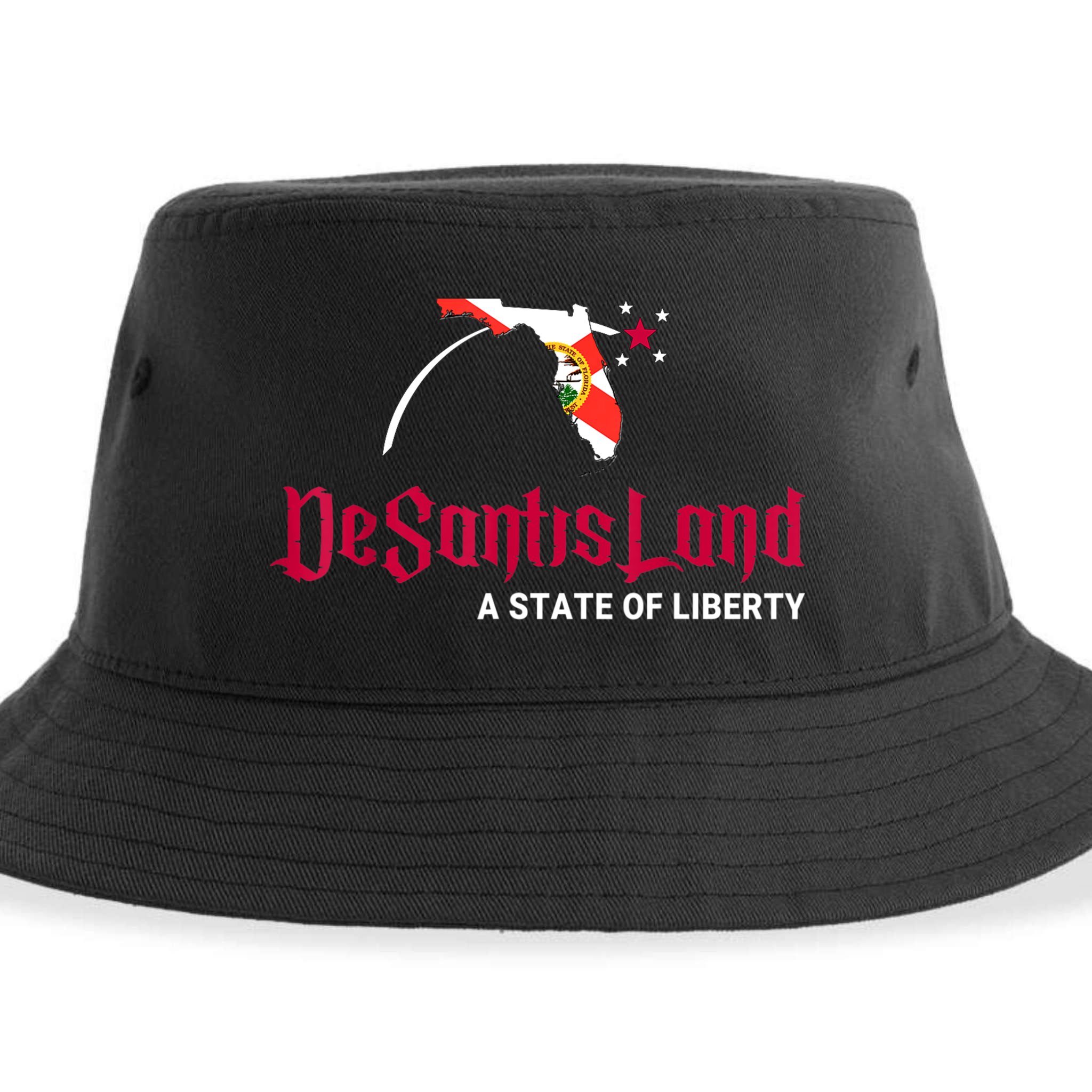 DeSantisLand State Of Liberty Florida Map FL Flag Patriotic Sustainable Bucket Hat
