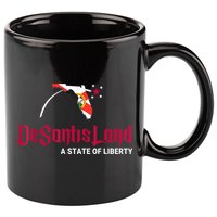 DeSantisLand State Of Liberty Florida Map FL Flag Patriotic 11oz C Handle Ceramic Mug