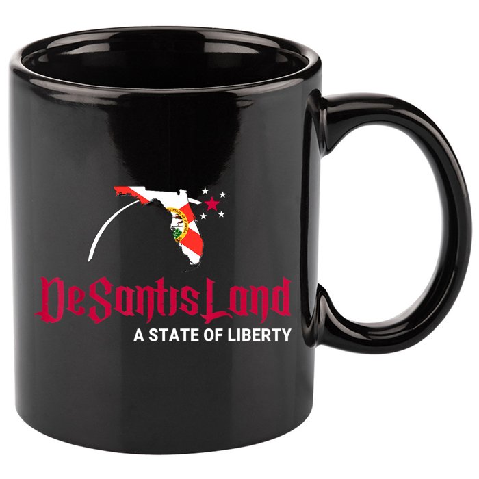 DeSantisLand State Of Liberty Florida Map FL Flag Patriotic 11oz C Handle Ceramic Mug