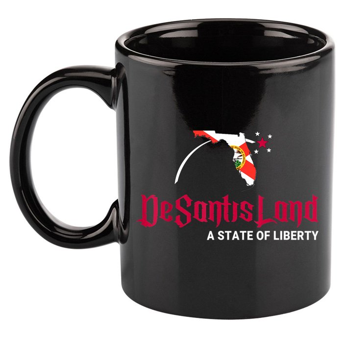 DeSantisLand State Of Liberty Florida Map FL Flag Patriotic 11oz C Handle Ceramic Mug