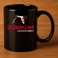 DeSantisLand State Of Liberty Florida Map FL Flag Patriotic 11oz C Handle Ceramic Mug