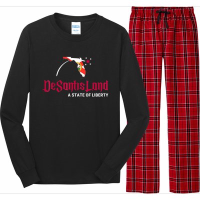 DeSantisLand State Of Liberty Florida Map FL Flag Patriotic Long Sleeve Pajama Set