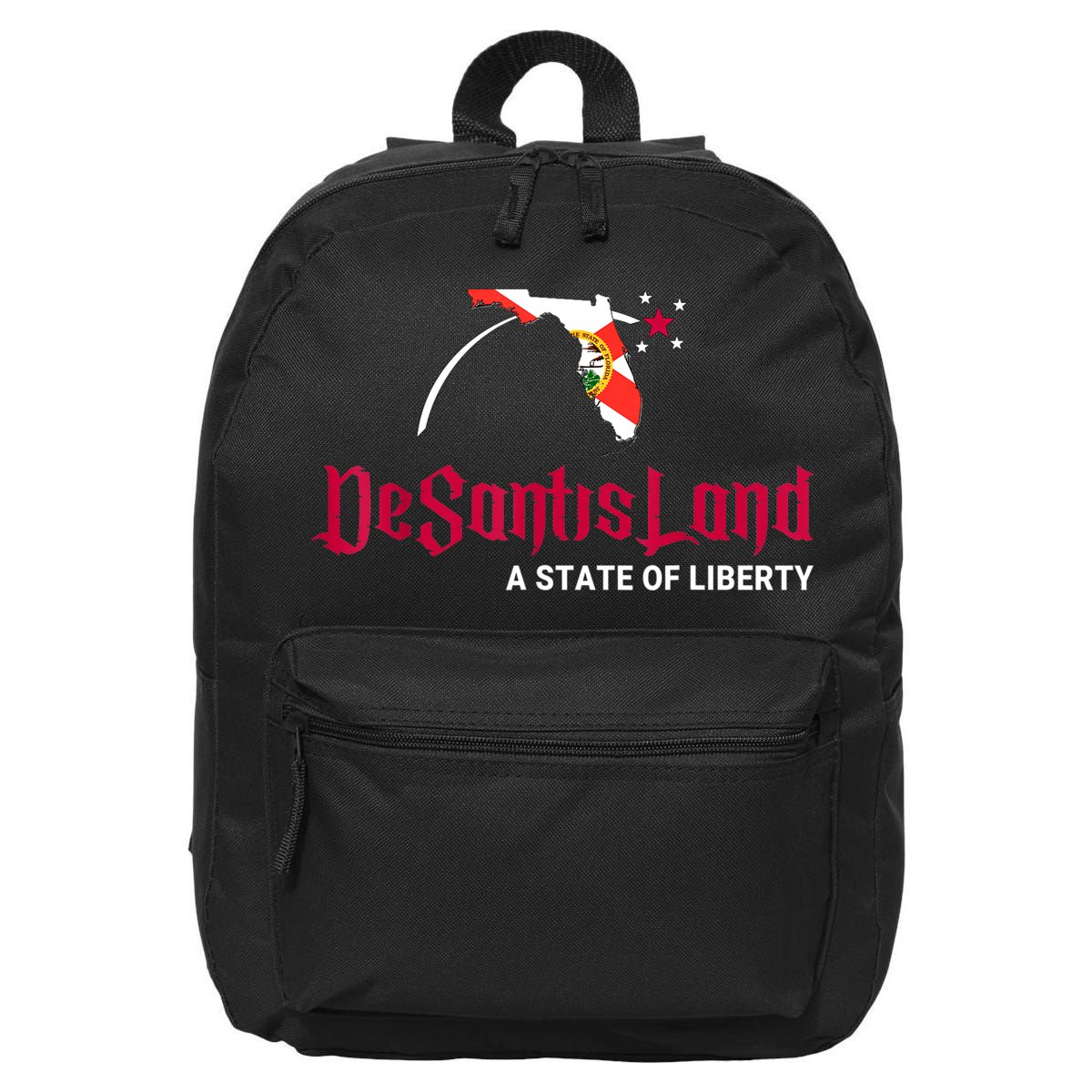 DeSantisLand State Of Liberty Florida Map FL Flag Patriotic 16 in Basic Backpack