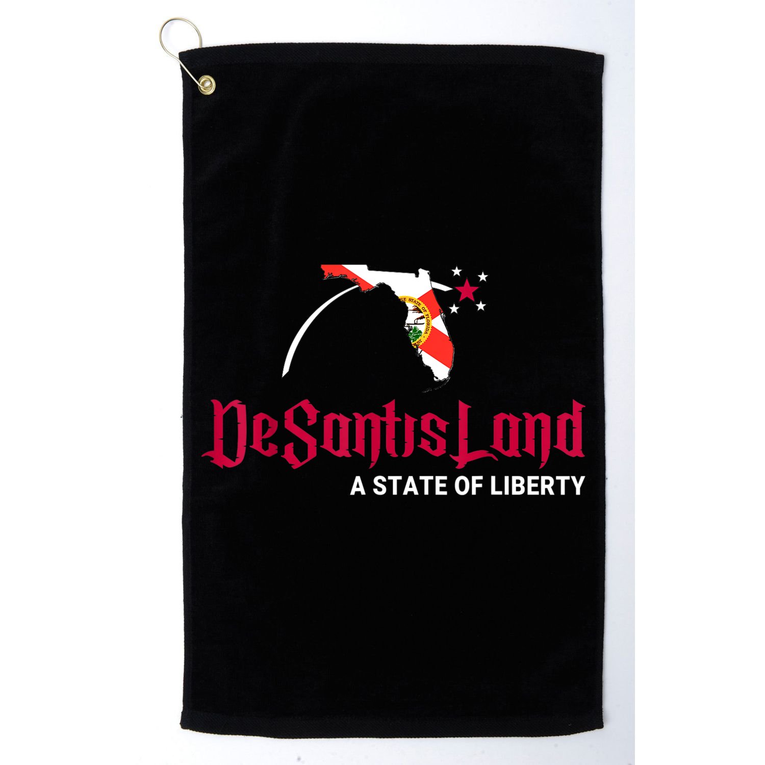 DeSantisLand State Of Liberty Florida Map FL Flag Patriotic Golf Towel