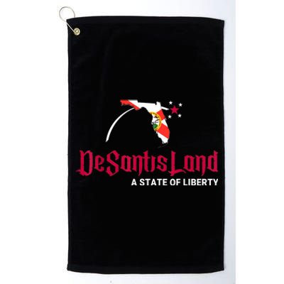 DeSantisLand State Of Liberty Florida Map FL Flag Patriotic Platinum Collection Golf Towel