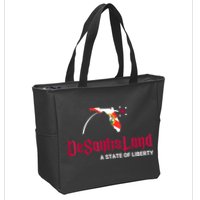 DeSantisLand State Of Liberty Florida Map FL Flag Patriotic Zip Tote Bag