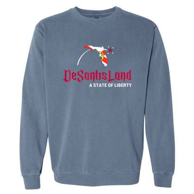 DeSantisLand State Of Liberty Florida Map FL Flag Patriotic Garment-Dyed Sweatshirt