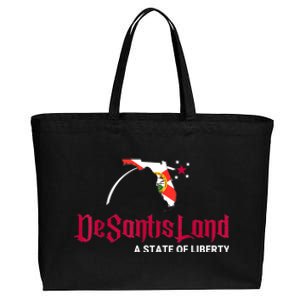 DeSantisLand State Of Liberty Florida Map FL Flag Patriotic Cotton Canvas Jumbo Tote