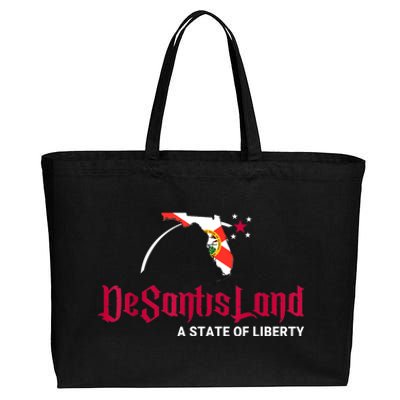 DeSantisLand State Of Liberty Florida Map FL Flag Patriotic Cotton Canvas Jumbo Tote