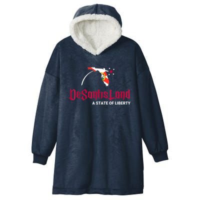 DeSantisLand State Of Liberty Florida Map FL Flag Patriotic Hooded Wearable Blanket