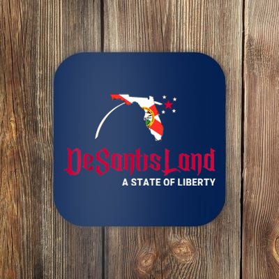 DeSantisLand State Of Liberty Florida Map FL Flag Patriotic Coaster