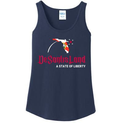 DeSantisLand State Of Liberty Florida Map FL Flag Patriotic Ladies Essential Tank