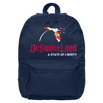 DeSantisLand State Of Liberty Florida Map FL Flag Patriotic 16 in Basic Backpack