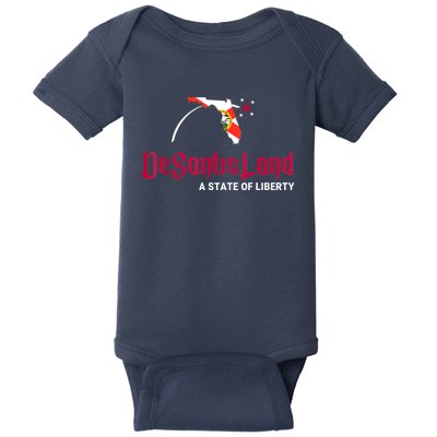 DeSantisLand State Of Liberty Florida Map FL Flag Patriotic Baby Bodysuit