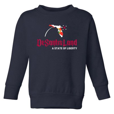 DeSantisLand State Of Liberty Florida Map FL Flag Patriotic Toddler Sweatshirt