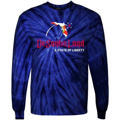 DeSantisLand State Of Liberty Florida Map FL Flag Patriotic Tie-Dye Long Sleeve Shirt