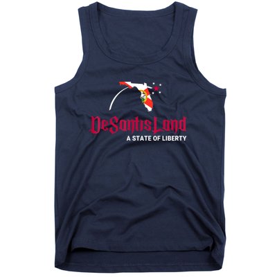 DeSantisLand State Of Liberty Florida Map FL Flag Patriotic Tank Top